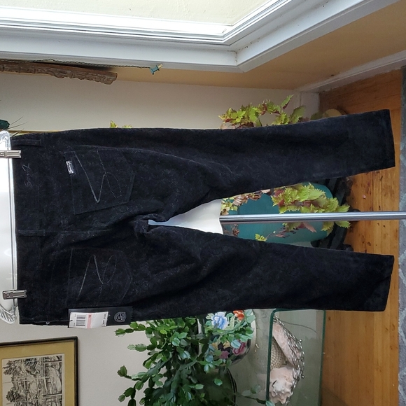 Seven 7 Black Velvet Jaquard Textured Pants Size 10 nwt - Picture 6 of 11